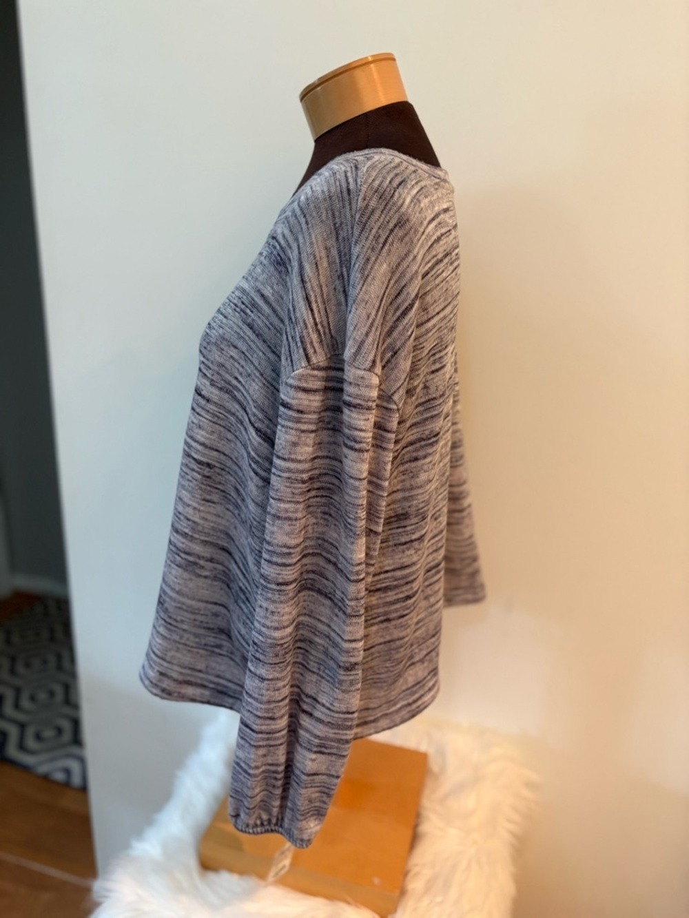 Mudd XL Marled Gray Lightweight Knit Top Drawstring Hem Casual Cozy - Picture 5 of 13